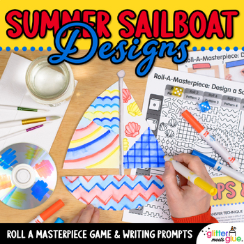 Preview of Summer Art Activity: Sailboat Art Project, Easy Art Sub Plans & Roll A Dice Game