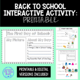 Back to School Activity Elementary or Special Ed: Printabl