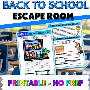 Preview of Back to School Activity Printable Escape Room Critical Thinking Puzzles