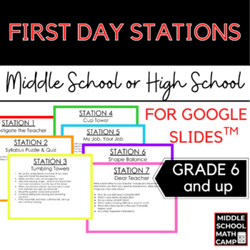 Preview of Back to School Activity: First Day Stations 