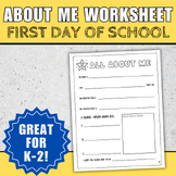 Back to School Activity | First Week of School K-2 | All A