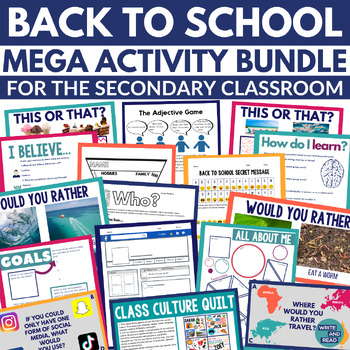 Preview of Back to School Activity Mega Bundle for Secondary- Games, Activities, Projects