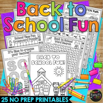Preview of Back to School Activity No Prep Packet for First Day of School Math and Literacy