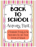 Back to School Activity Pack - 3 Ready-to-Go Activities fo