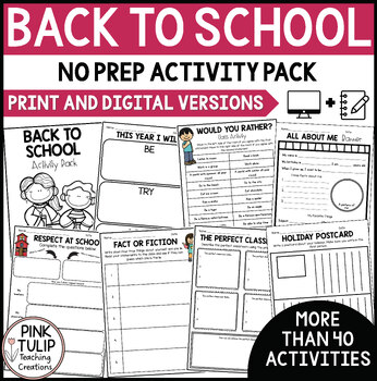 Back to School Activity Pack - 40 Worksheets and Lesson Ideas  Back to  school activities, Get to know you activities, Activity pack