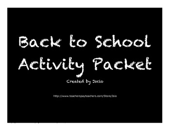 Preview of Back to School Activity Packet