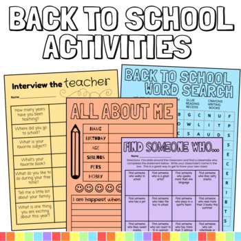 Preview of Back to School Activity Packet: First Week of School Morning Meeting Work
