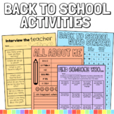 Back to School Activity Packet: First Week of School Morni