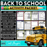 Back to School Activity Packet Word Search First Day of Sc