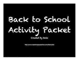 Back to School Activity Packet