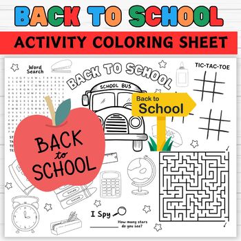 Preview of Back to School Activity Sheet- Back to School Coloring Sheet