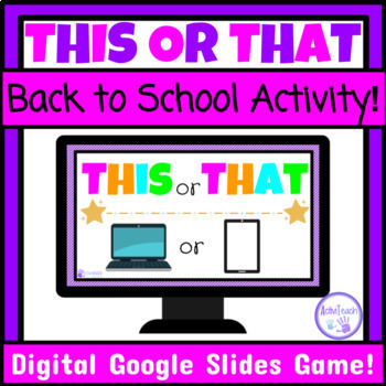 Preview of Back to School Activity This or That Game | First Week of School Activity SPED