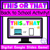 Back to School Activity This or That Game | First Week of 