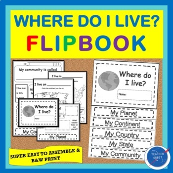 Preview of Back to School Activity Where do I live? Maps Flipbook All About Me | Map Skills