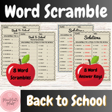 Back to School Activity | Word Scramble
