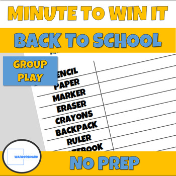 Preview of Back to School Activity Game Minute to Win It Printable ALL AGES