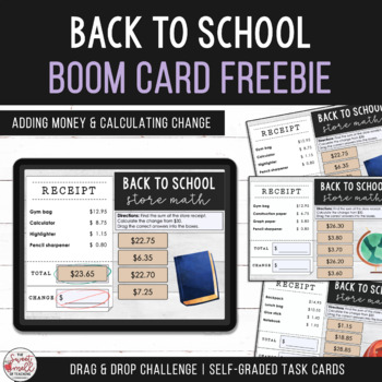 Preview of Back to School Add Money & Calculate Change Store Math Boom Card Freebie