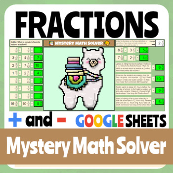 Preview of Back to School - Add & Subtract Fractions - Digital Math Activity - Pixel Art