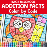 Back to School - Addition Color-by-Code Worksheets