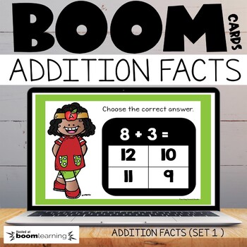Preview of Back to School Addition Facts Boom Cards™ Distance Learning
