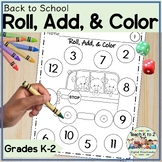 Roll and Color Back to School Math Fluency Worksheets Kind