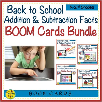 Preview of Back to School Addition & Subtraction Math Facts 0-20 BOOM Cards Bundle
