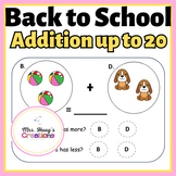 Back to School Addition Up To 20 Math Facts Fluency Game W