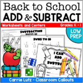 Back to School Addition & Subtraction Worksheets – 1st Grade Math