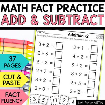 Preview of Addition and Subtraction within 20 Worksheets - Math Facts Fluency Practice 