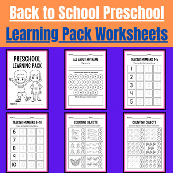 Back to School Adventure: Preschool Learning Pack Worksheets | TPT