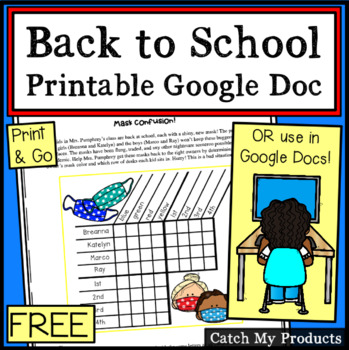 Preview of Back to School After COVID Lockdown Logic Puzzle | Printable Google Document