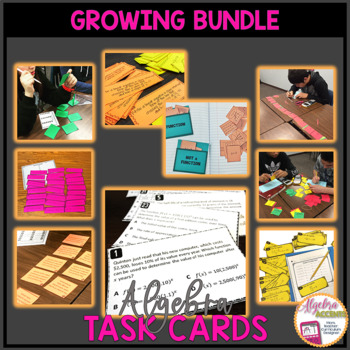 Preview of Back to School Algebra 1 Curriculum | Math Task Cards Growing BUNDLE