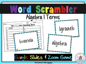 Preview of Back to School Algebra 1 - Word Scrambler - Google