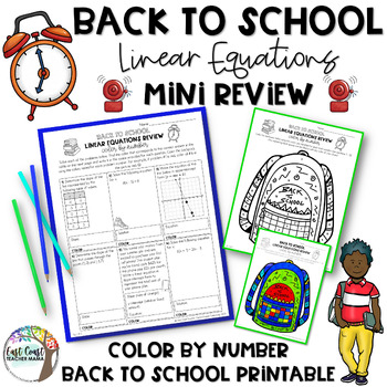 Preview of Back to School Linear Equations Review Activity