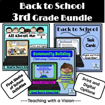 Preview of Back to School, All About Me, Community Building Activities 3rd Grade Bundle  