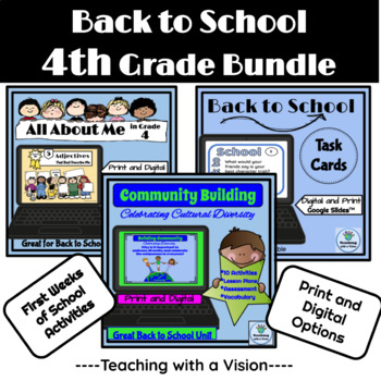 Preview of Back to School, All About Me, Community Building Activities 4th Grade Bundle 
