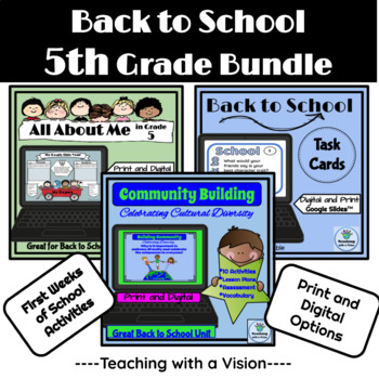 Preview of Back to School, All About Me, Community Building Activities, 5th Grade Bundle 