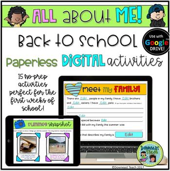 Preview of Back to School All About Me Digital Activities