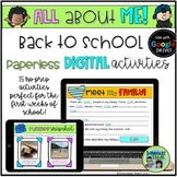 Back to School All About Me Digital Activities