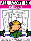 Back to School All About Me Editable Worksheet