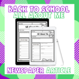 Back to School All About Me Newspaper Article for Middle School