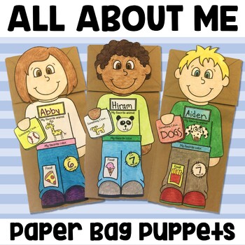Back to School All About Me Paper Bag Puppet Craft Activity | TPT