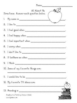 Back to School- All About Me Paragraph Writing by A 