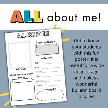 Back to School - All About Me Poster by Mrs Hazels Classroom | TPT