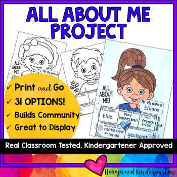 Preview of Back to School All About Me Project . for Building Community & Coloring Practice