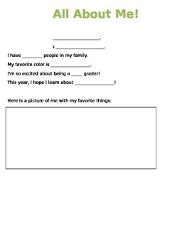 Back To School All About Me Sheet! By Sarah Drudge 