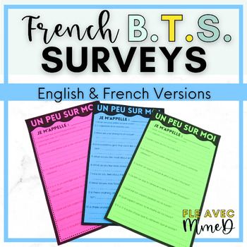 Preview of French Back to School Surveys - Sondage pour rentrée scolaire - Me voici survey