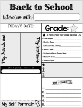 Preview of Back to School: "All About Me" Worksheet
