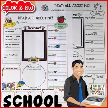 Preview of Back to School All About Me Worksheet One Pager {All About Me Paper/Poster/Page}