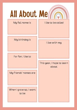 Back to School All About Me Writing and Drawing Worksheet (Printable)